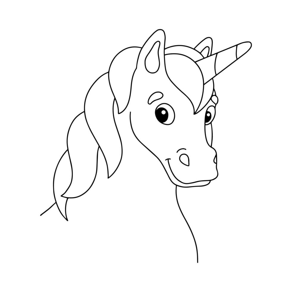 unicornio mágico. caballo de hadas. página de libro para colorear para niños. personaje de estilo de dibujos animados. ilustración vectorial aislado sobre fondo blanco. vector