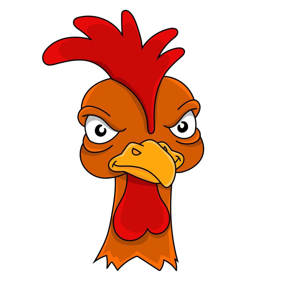 gallo enojado. aves de corral disgustadas. mascota del equipo. estilo de dibujos animados. ilustración vectorial de color. vector