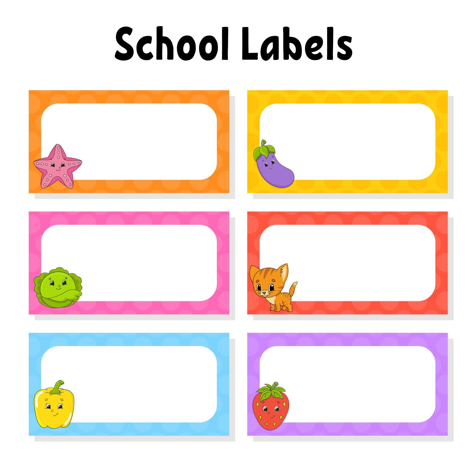 Set stickers for school Empty template Name tags gift labels