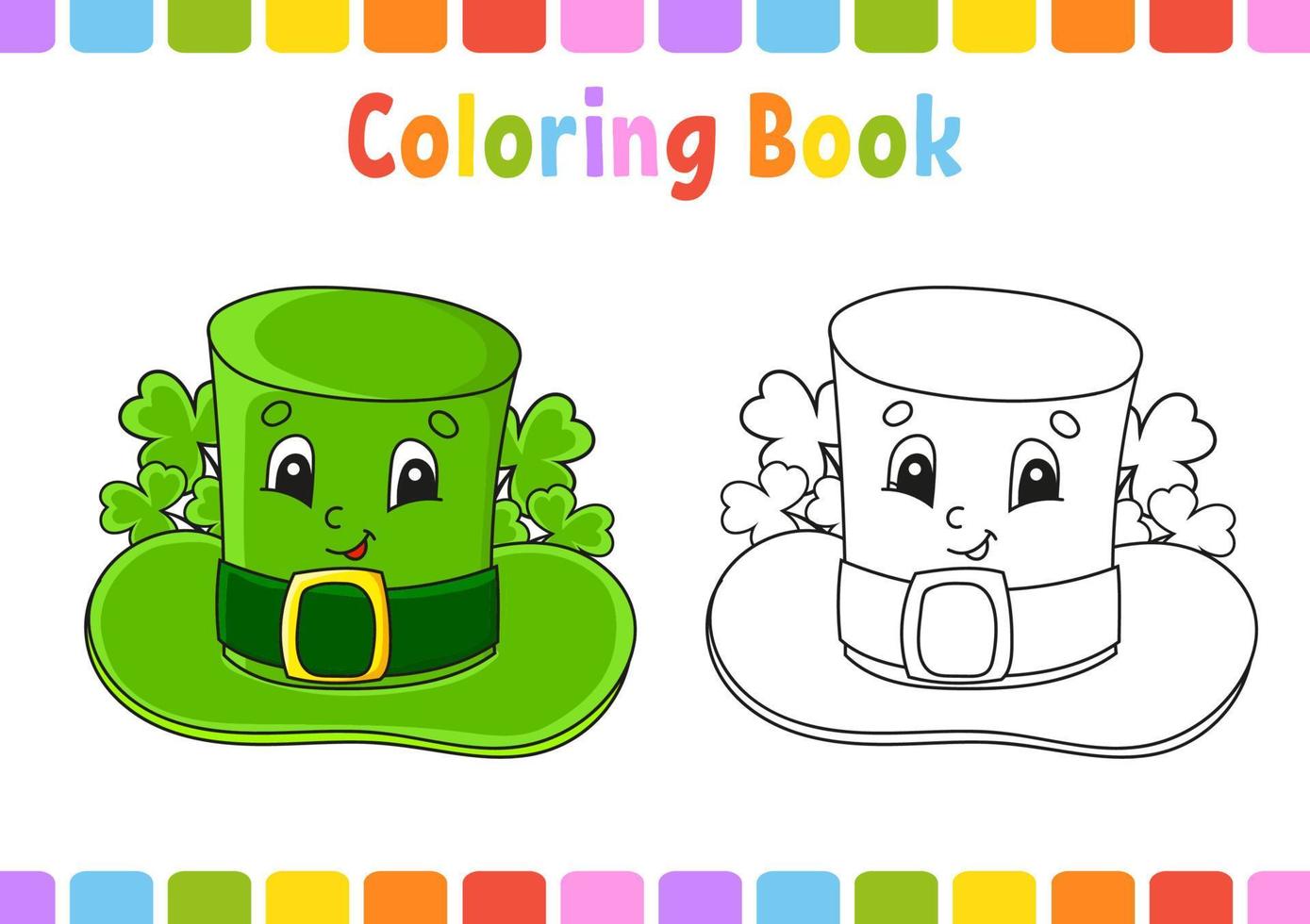 libro para colorear para niños. S t. día de San Patricio. personaje animado. ilustración vectorial. página de fantasía para niños. silueta de contorno negro. aislado sobre fondo blanco. vector