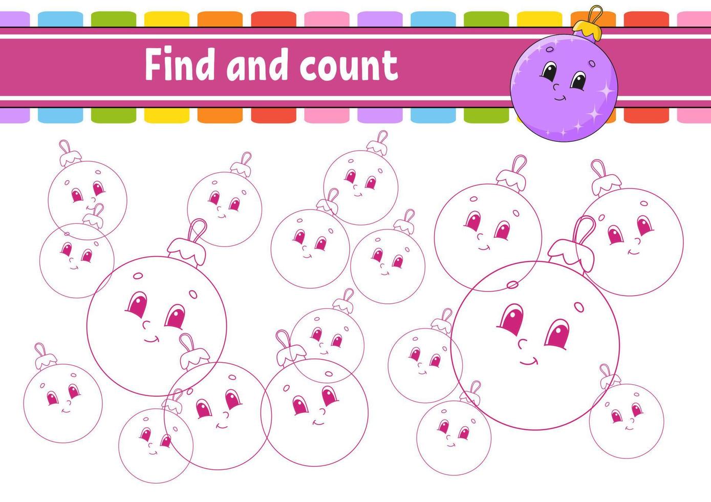 Find and count. Education developing worksheet. Activity page. Puzzle game for children. Logical thinking training. Isolated vector illustration. cartoon character.