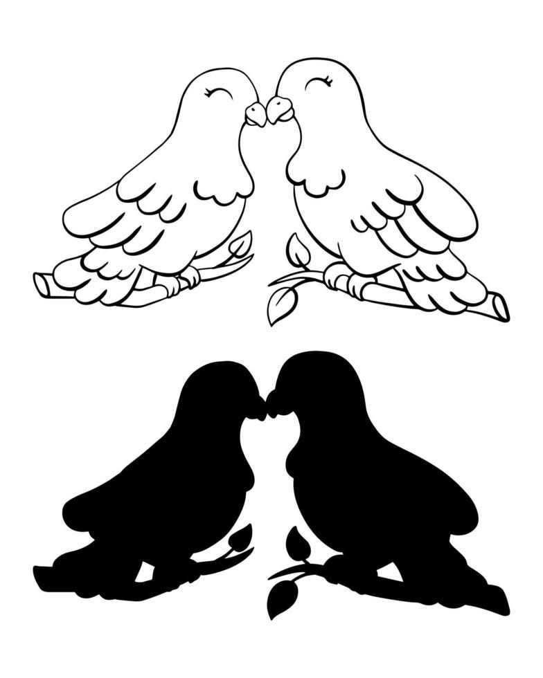 Black silhouette dove. Design element. Vector illustration isolated on white background. Template for books, stickers, posters, cards, clothes.
