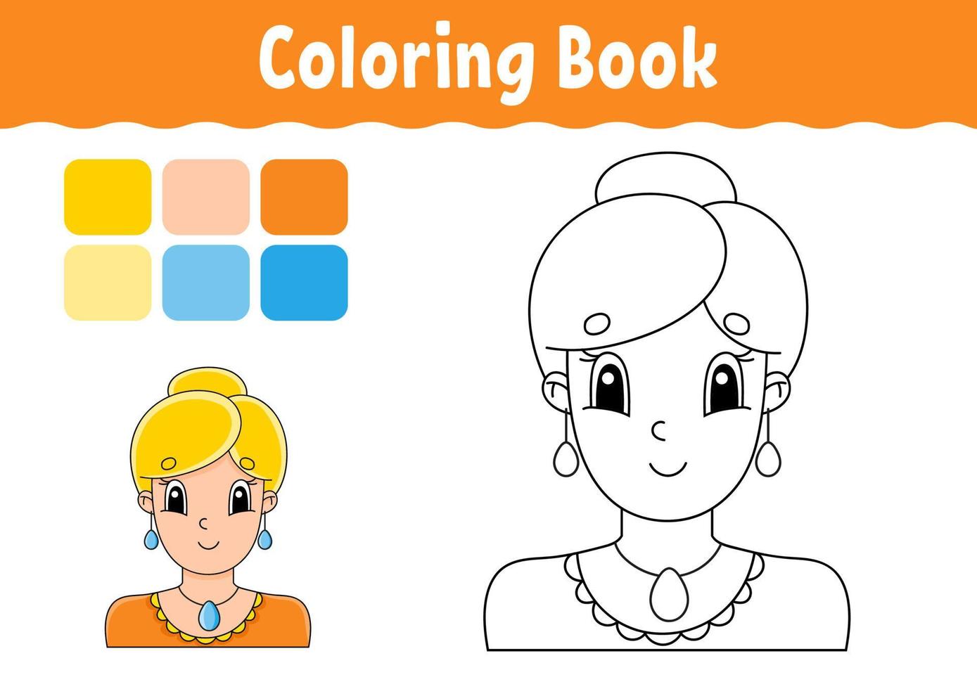 Coloring book for kids. Cheerful character. Vector illustration. Cute cartoon style. Fantasy page for children. Black contour silhouette. Isolated on white background.