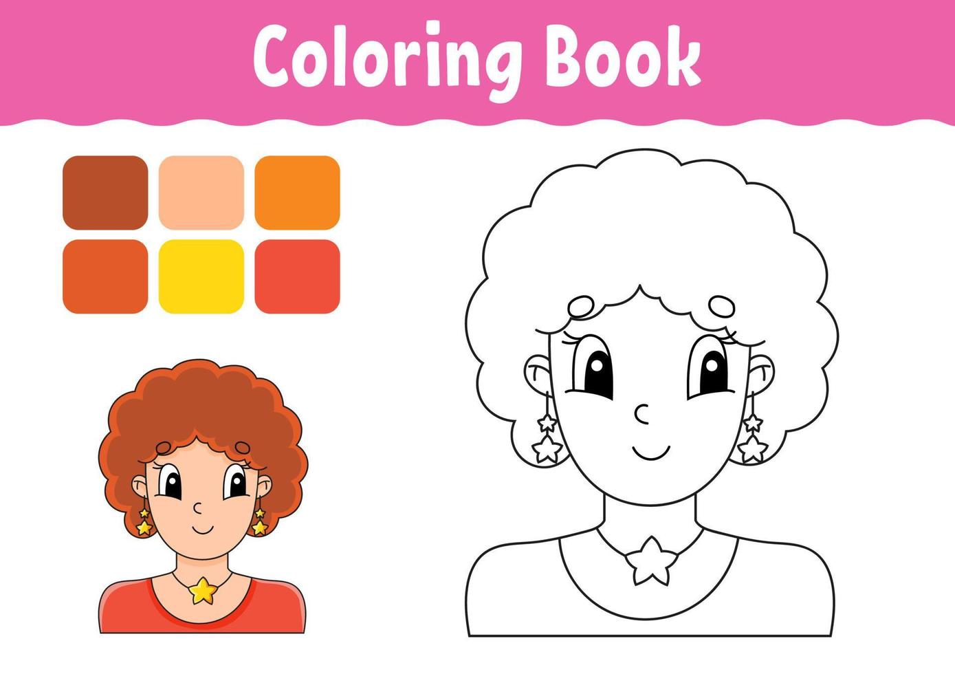 Coloring book for kids. Cheerful character. Vector illustration. Cute cartoon style. Fantasy page for children. Black contour silhouette. Isolated on white background.