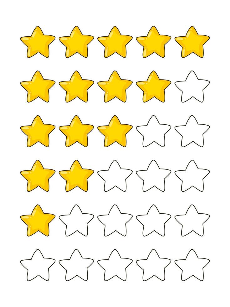 Star rating. Color image. Design element. Vector illustration isolated on white background. Template for books, stickers, posters, cards, clothes.