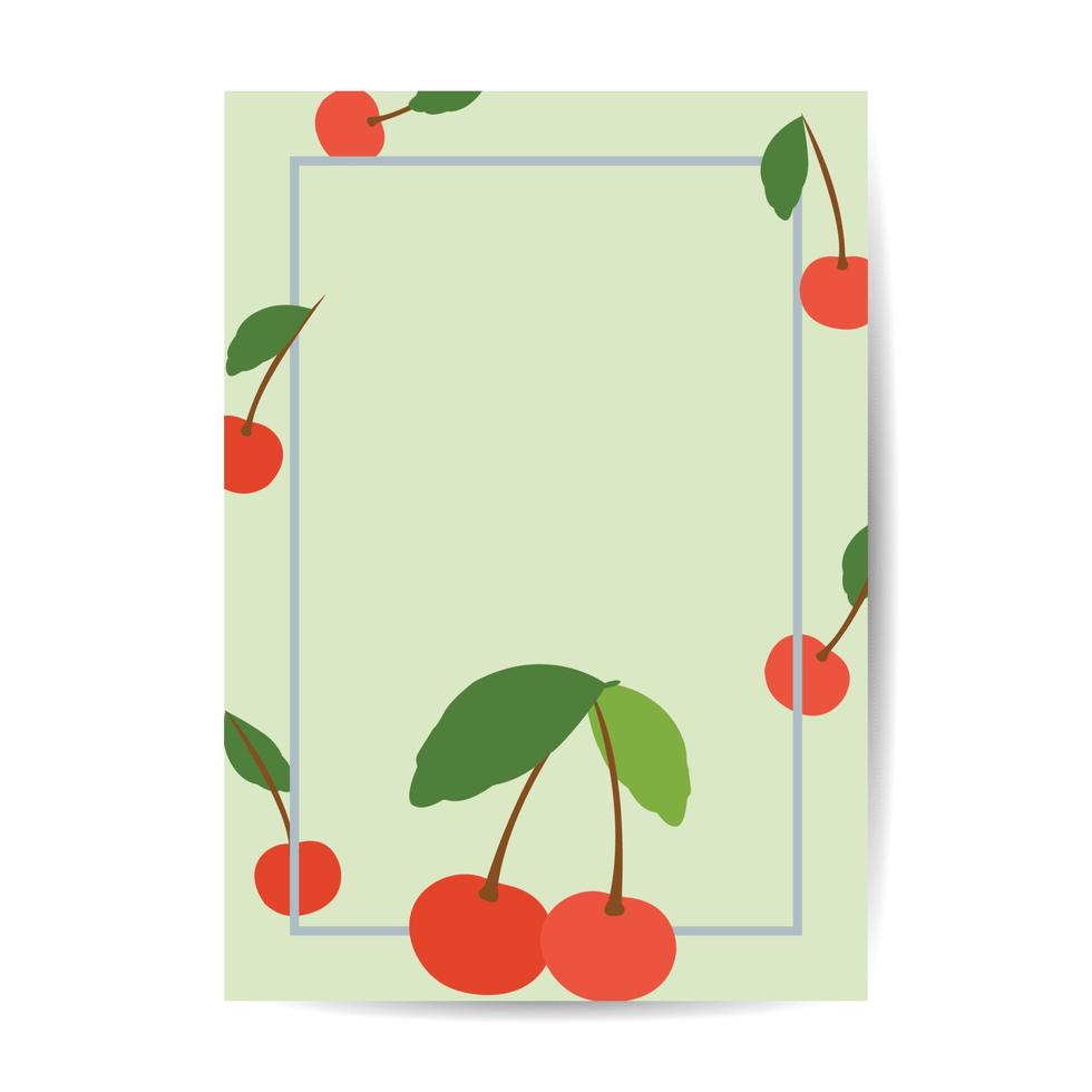 ilustración de portada de vector de estilo de diseño plano de fruta de cereza.