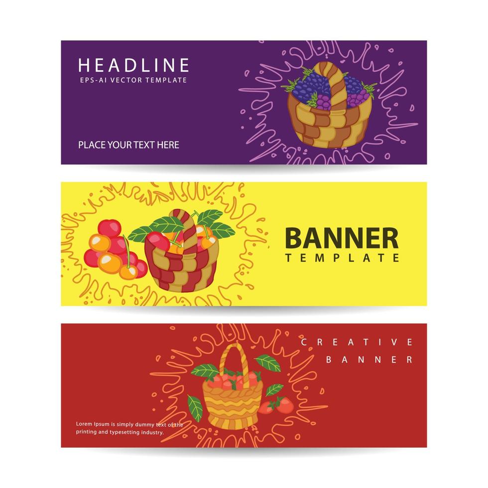 banners horizontales para el anuncio del festival de la cosecha. conjunto de vectores