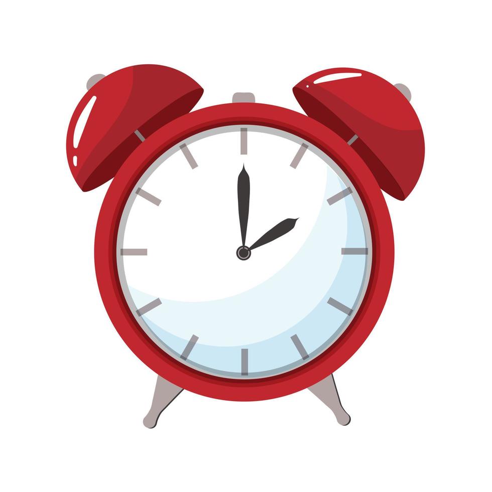 Alarm clock red wake up time consept icon iin flat style. Vector illustration isolated on white