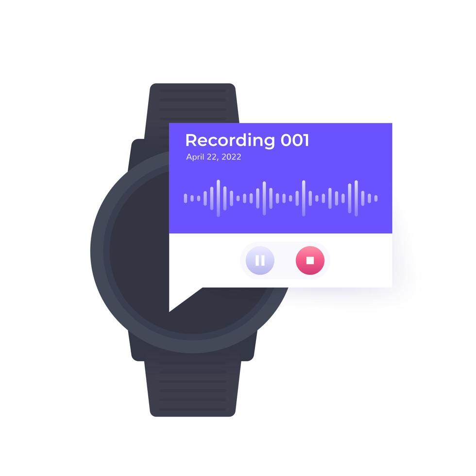 Audio recording in smart watch, vector interface design