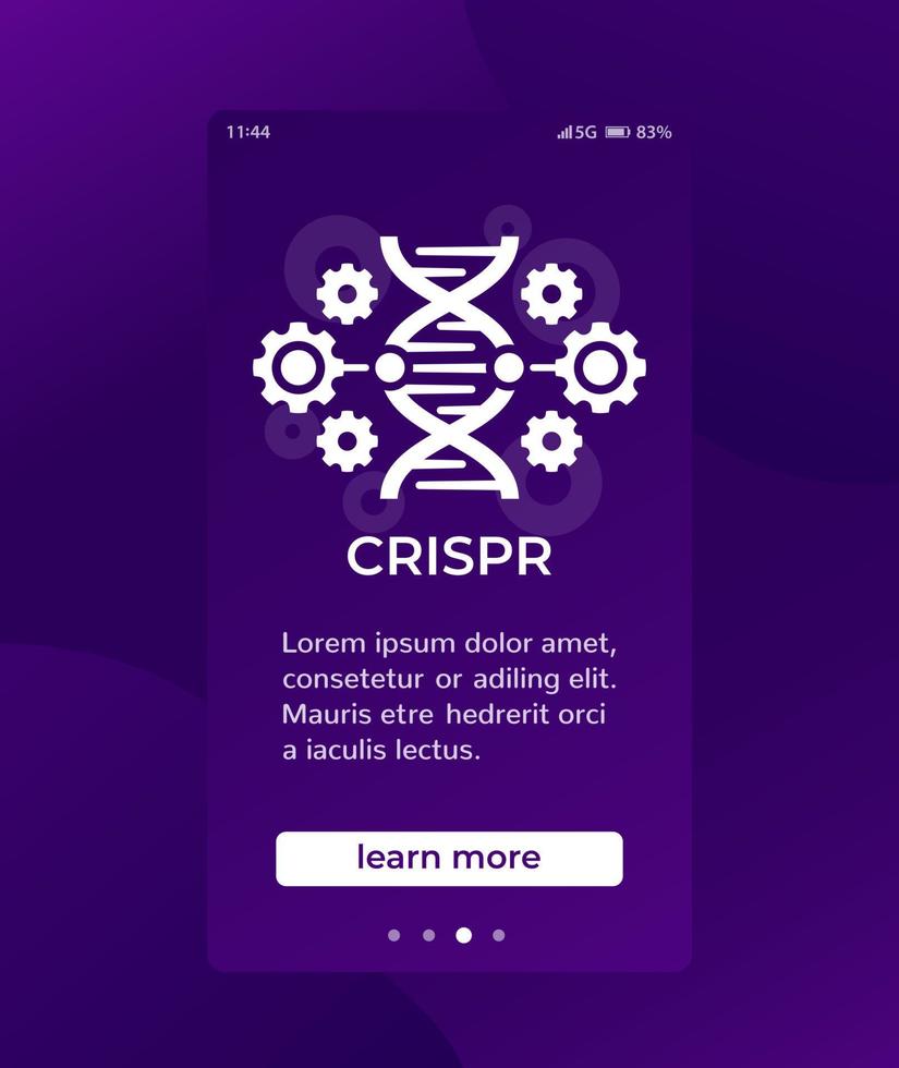 crispr, diseño de banner de edición de ADN con icono vector