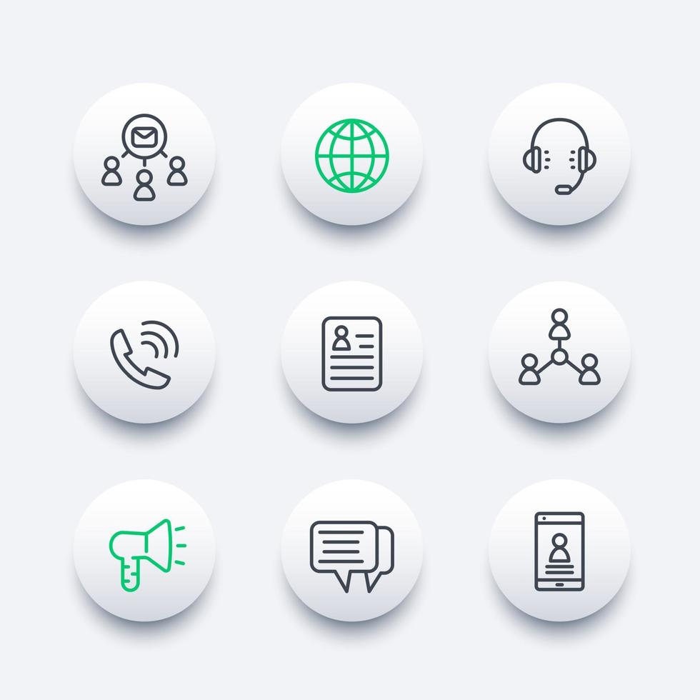 communication, media and social line icons set vector