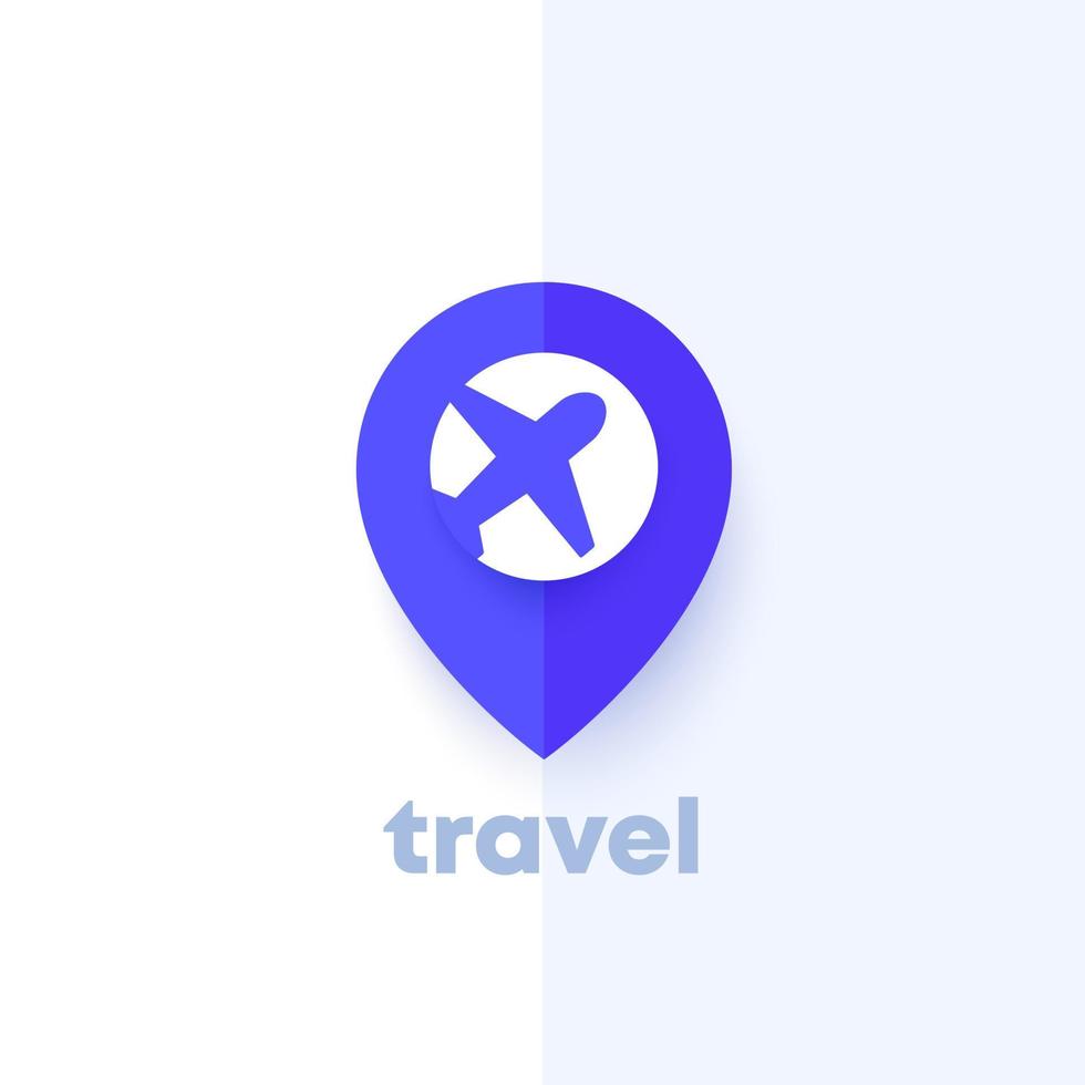 airplane and pin marker logo design, vector