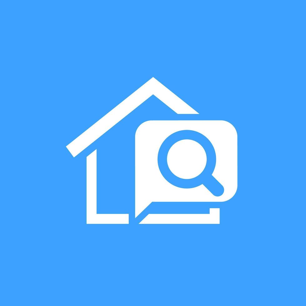 icono de vector de búsqueda de casa con un hogar