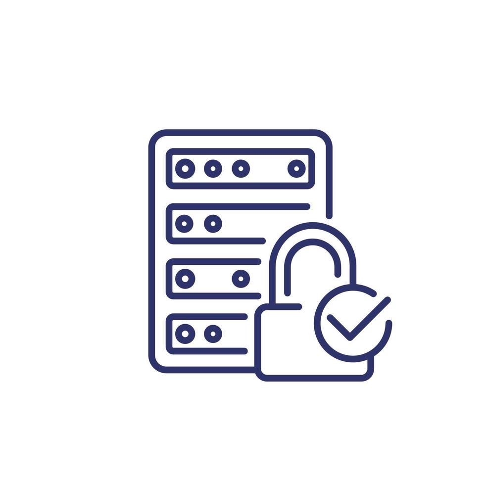 Secure server, hosting line icon vector