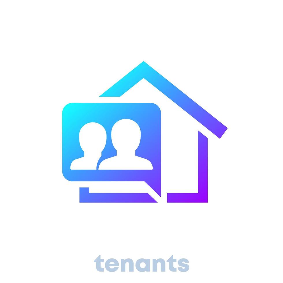 tenants, residents icon with a house vector