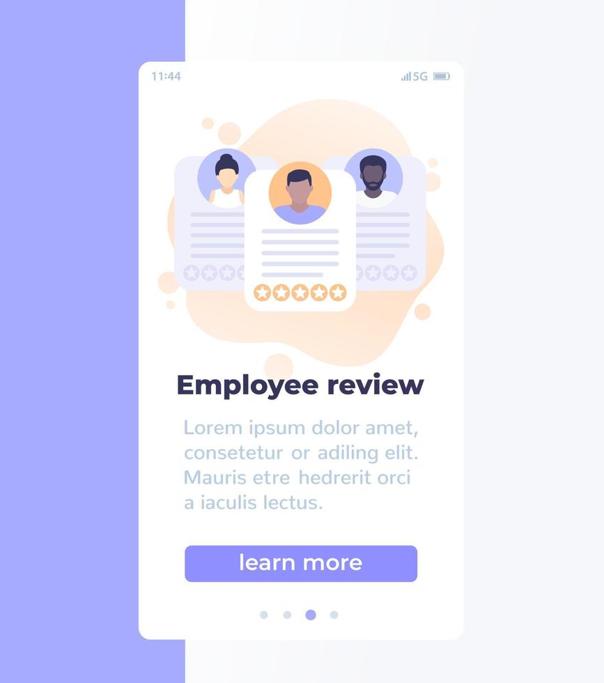 revisión de empleados, reclutamiento y banner móvil de recursos humanos vector