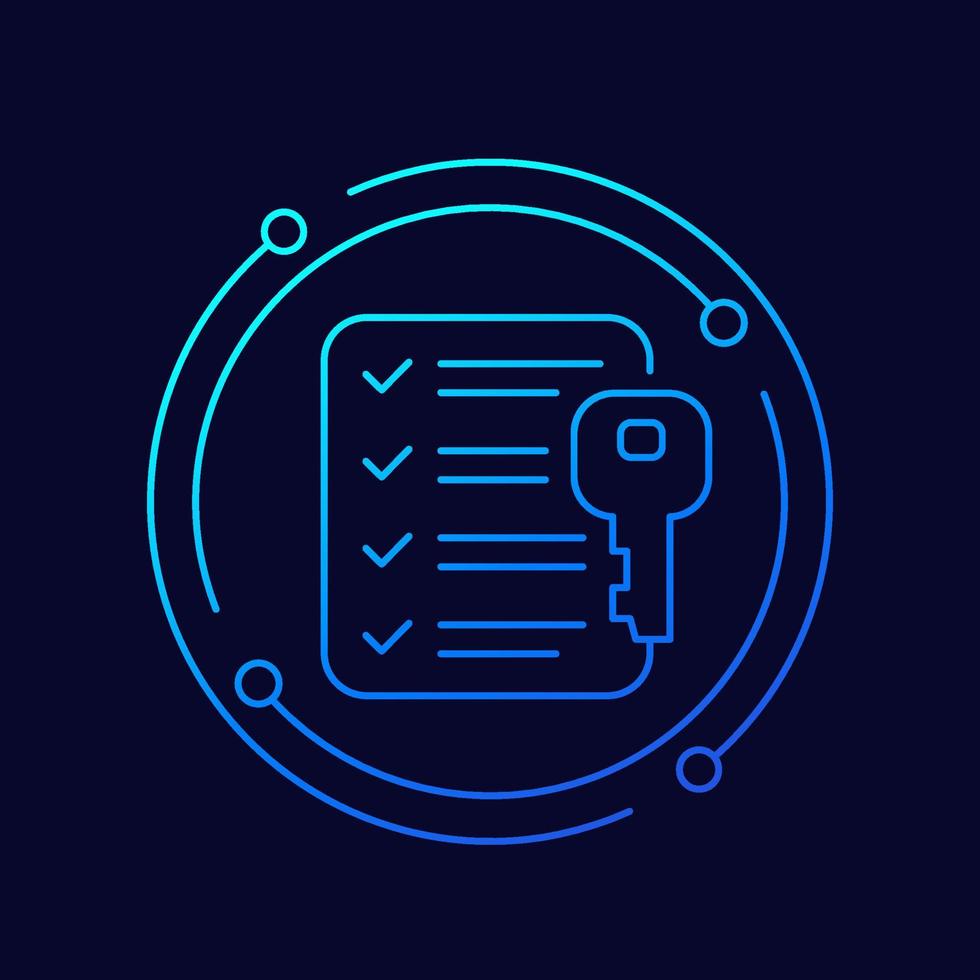 key and checklist line vector icon