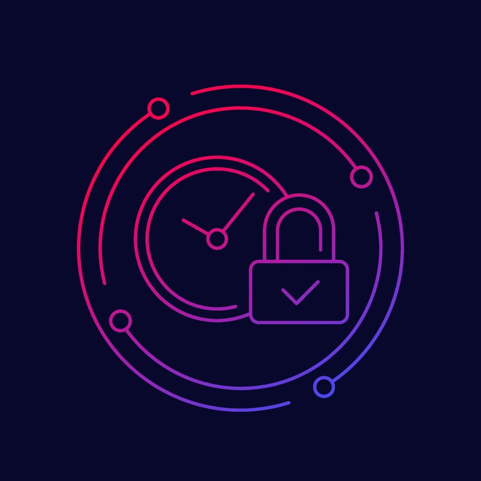 lock and time line icon for web vector