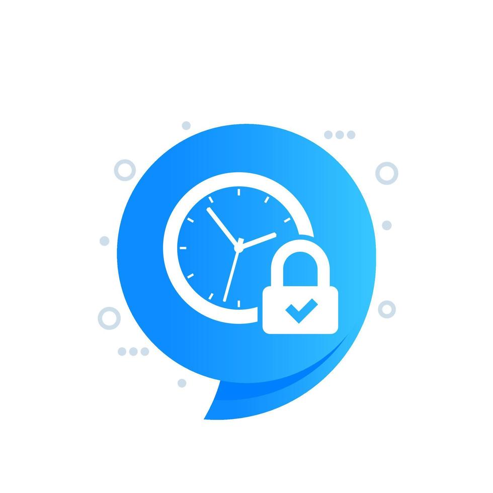 lock and time icon with a clock, vector