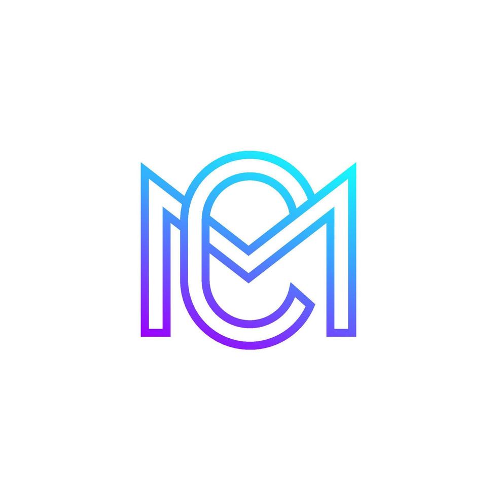 logotipo de letras cm, vector de monograma de línea