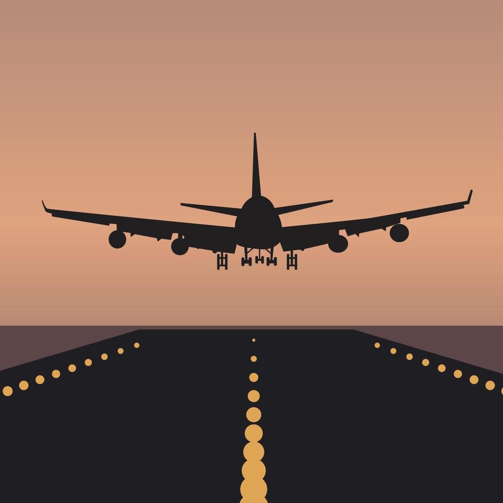 diseño de vector de ilustración de aterrizaje de avión comercial