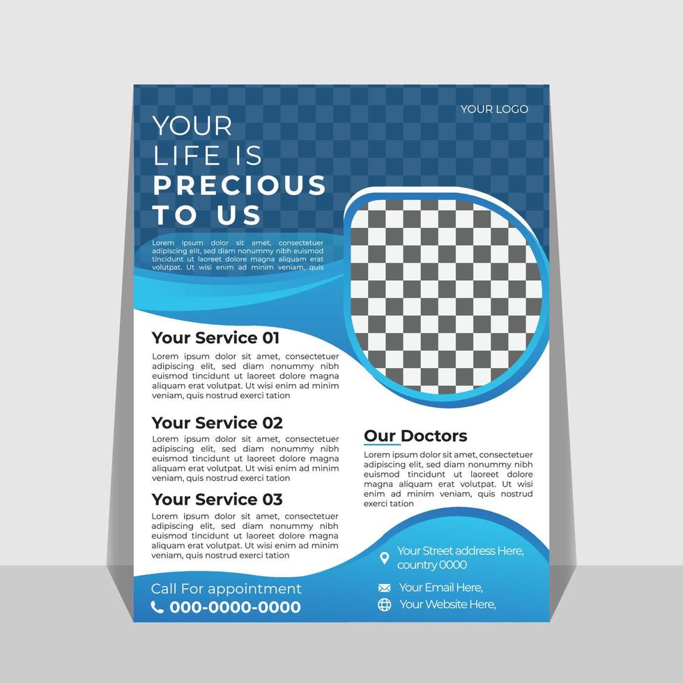 Modern Medical A4 Flyer Template Design. cover design for a report and medical brochure design, flyer, leaflets decoration for printing and presentation. vector