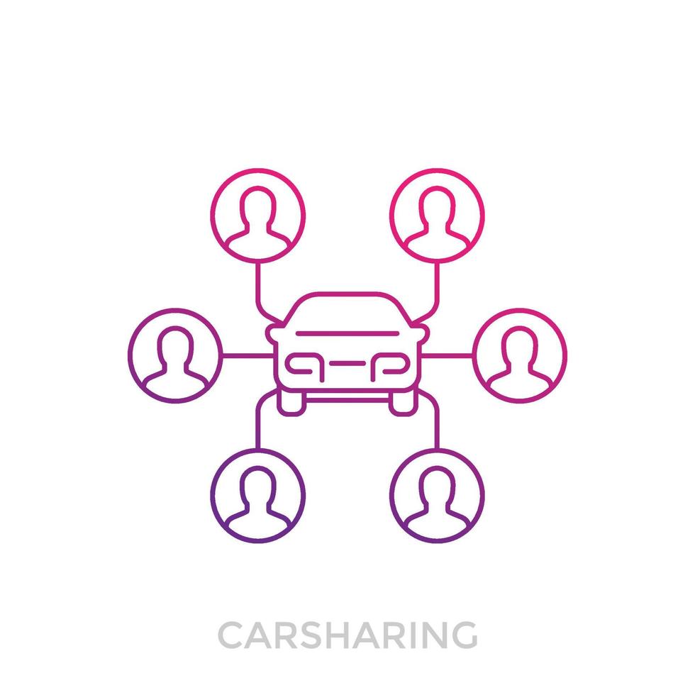 carsharing icon on white, linear vector
