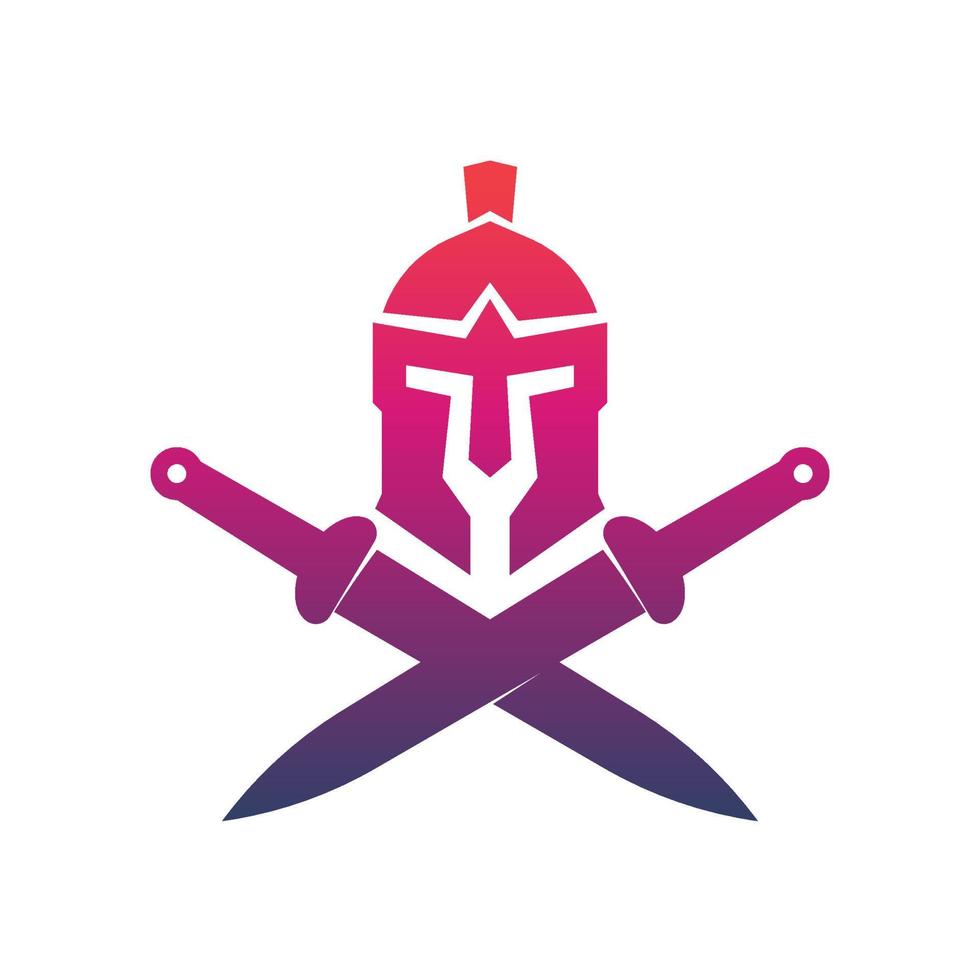 Spartan logo, helmet and swords on white vector