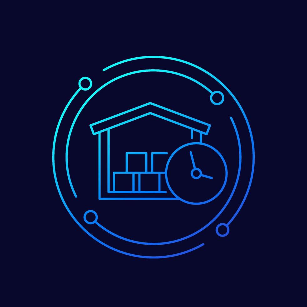 Storage time line icon with a warehouse vector