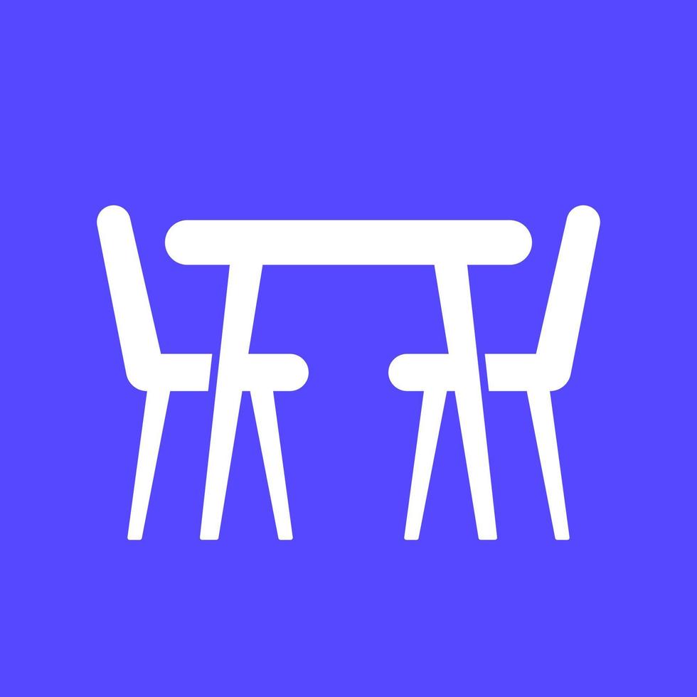 icono de mesa y sillas de comedor, vector