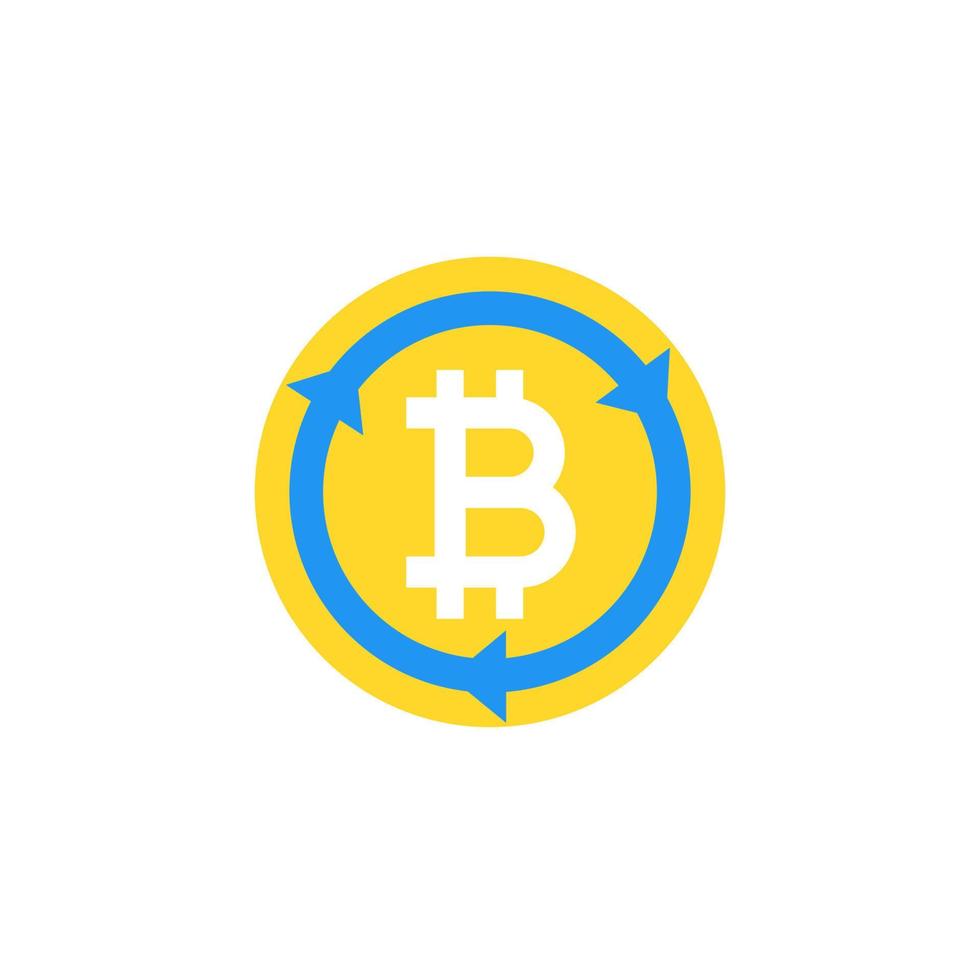 Bitcoin exchange vector icon on white