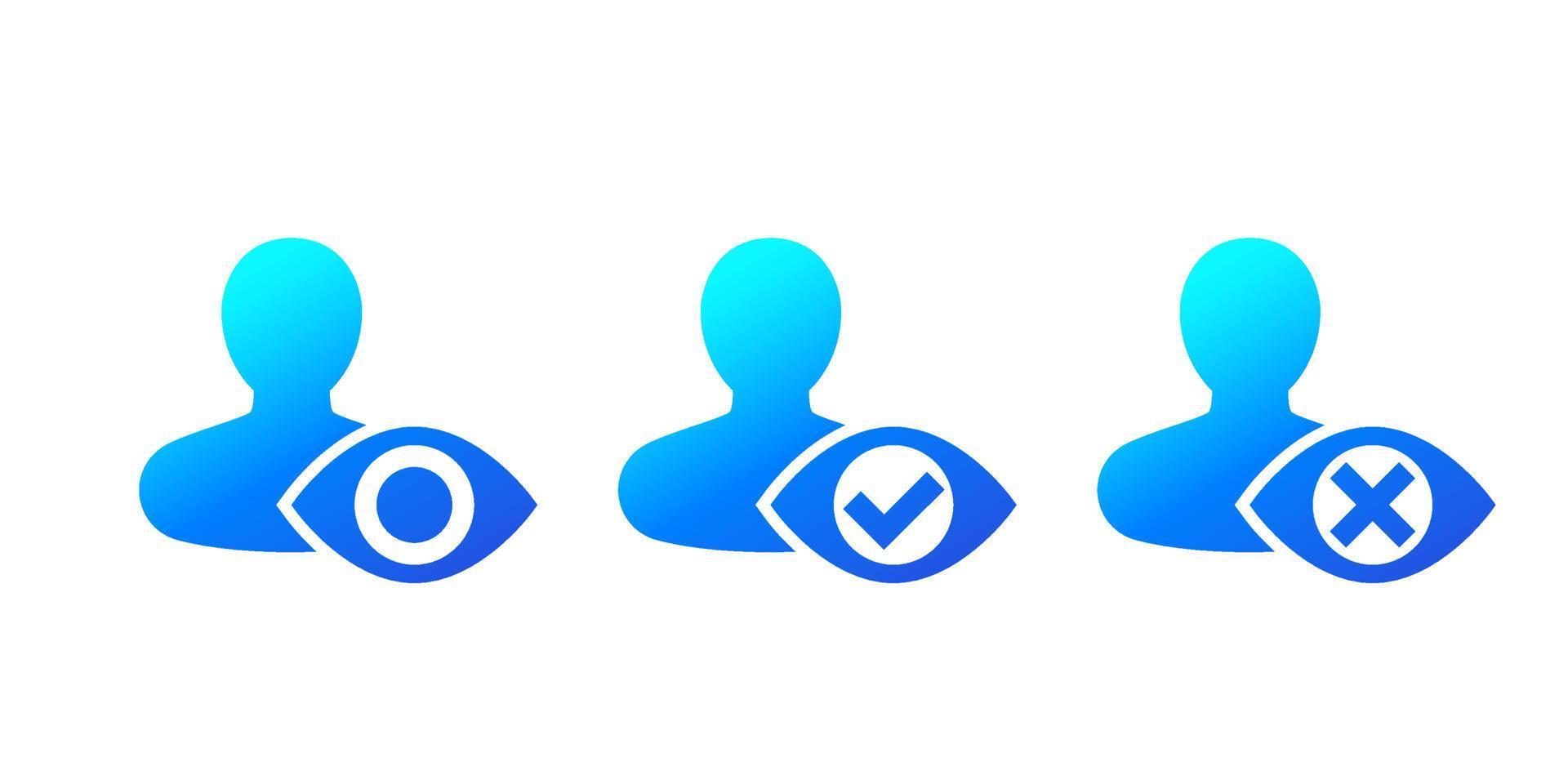 view, visibility icons on white, vector