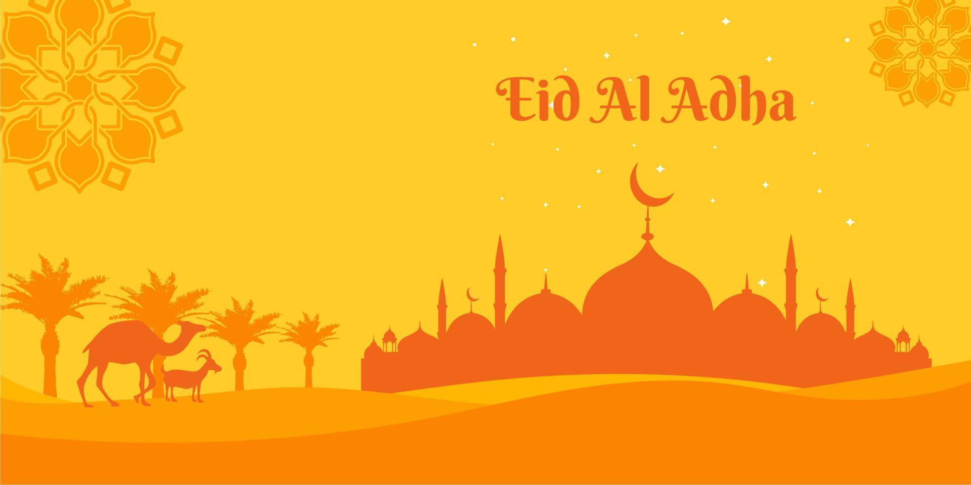 eid al adha orange background for the concept with copy space vector