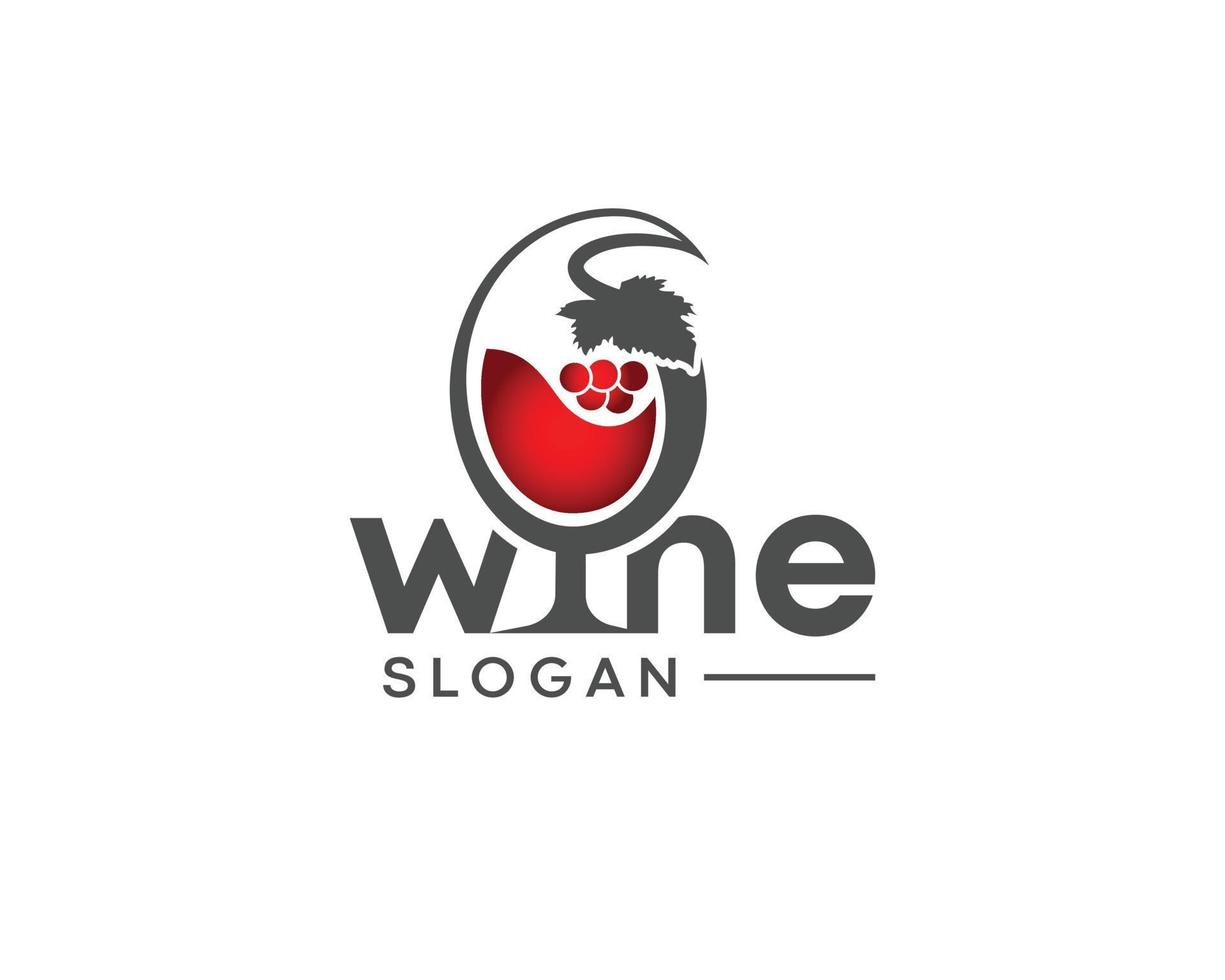 diseño de logotipo de vino, copa de vino, logotipo de uvas vino o diseño de logotipo de vector de vid