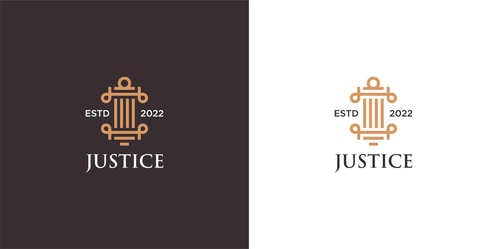 logotipo de justicia vintage con color dorado de lujo vector