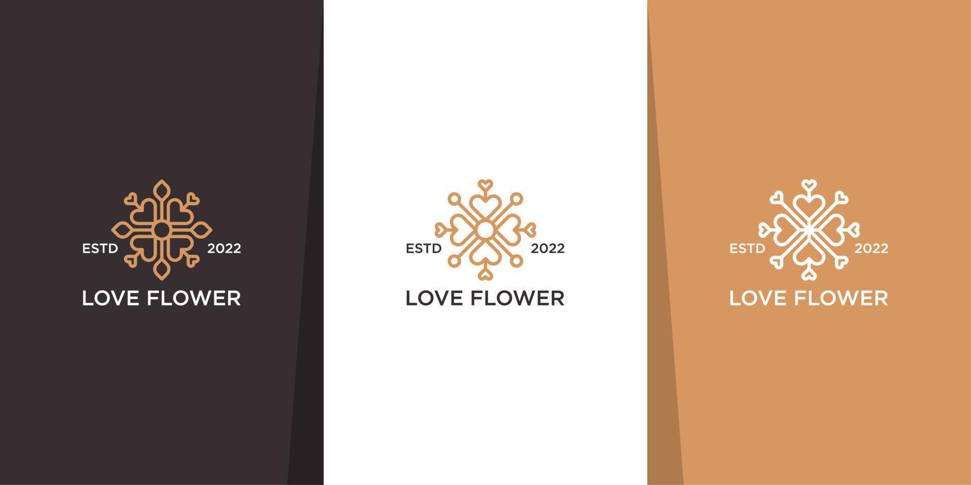 amor flor logo vintage retro vector