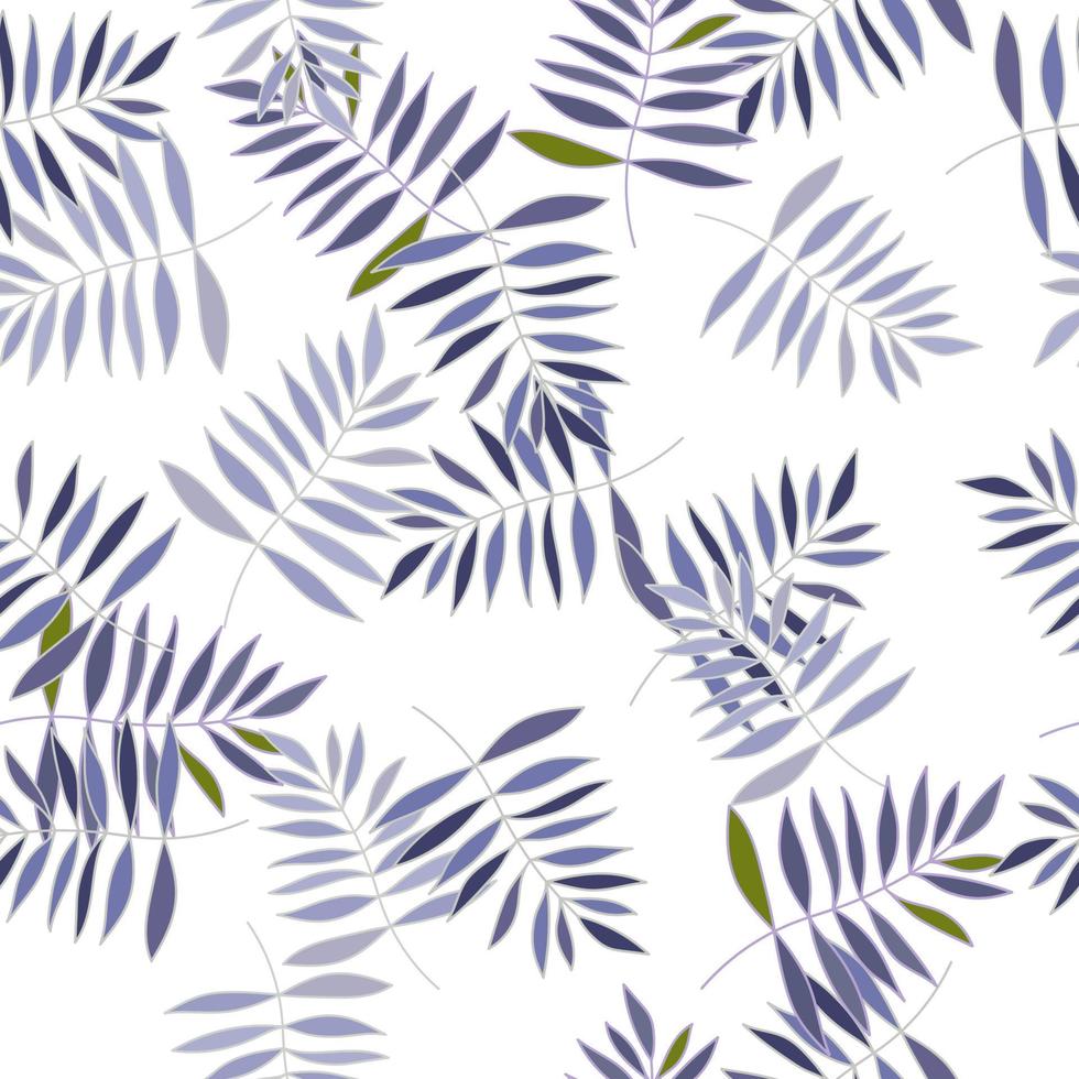 Abstract outline tropical palm leaves seamless pattern. Jungle leaf wallpaper. vector