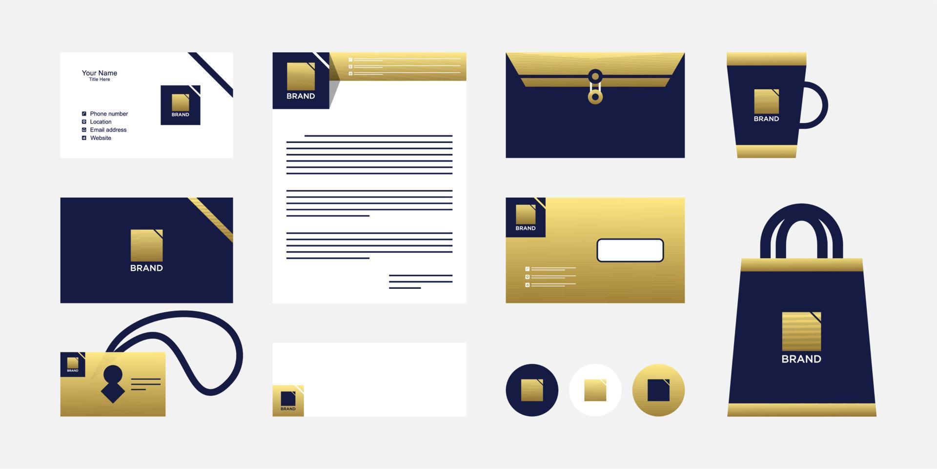 Minimalist brand guide template in luxury gold color vector