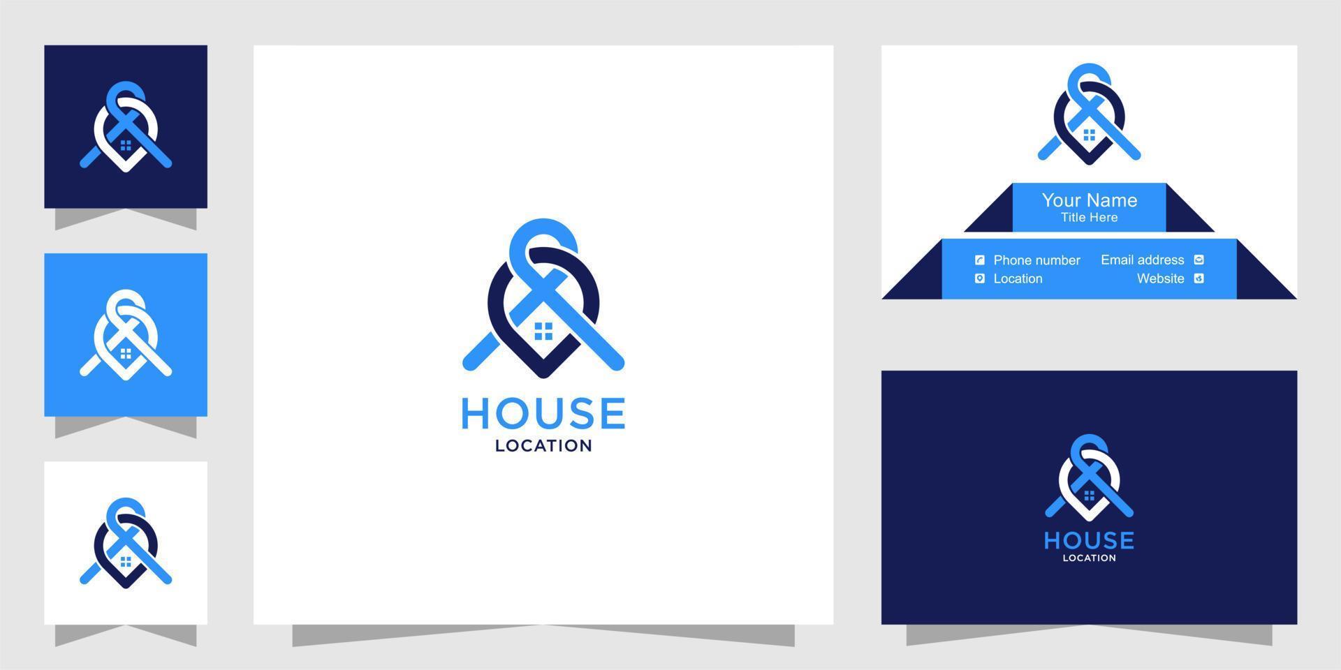 House location logo and business card template vector