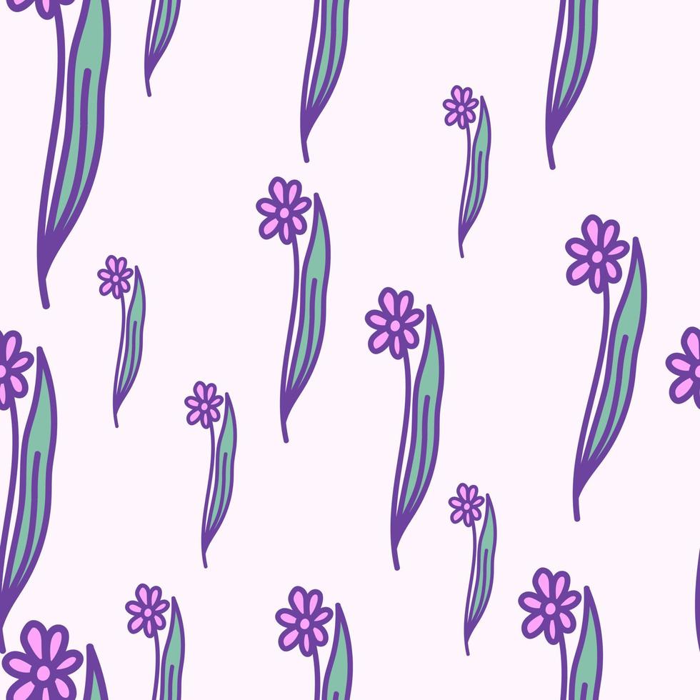 Hand drawn flower seamless pattern. Simple floral wallpaper. vector