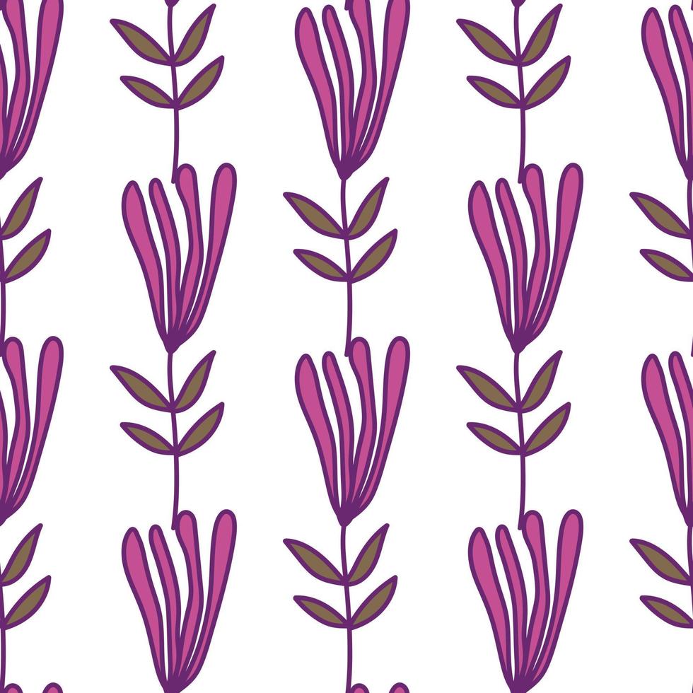 Flower seamless pattern. Abstract floral wallpaper. Doodle art style. Cute plants endless backdrop. vector
