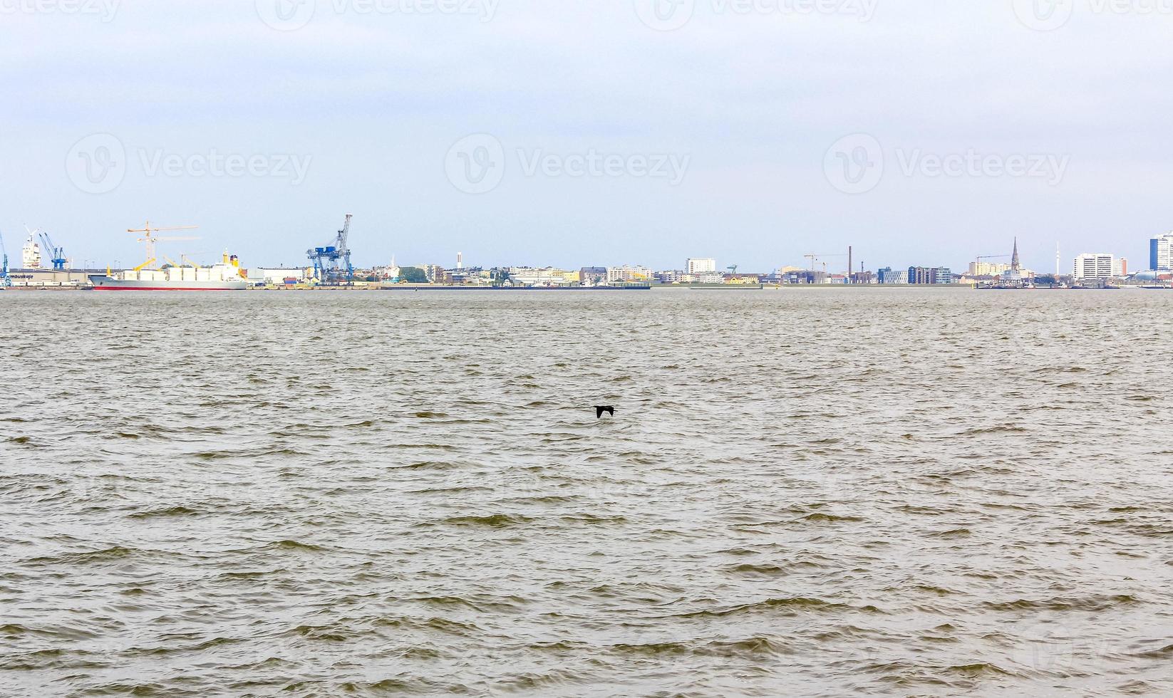 Cityscape coast and landscape dike panorama of Bremerhaven Germany. photo