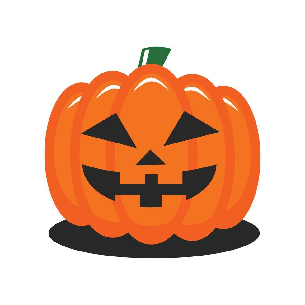 Free Jack O Lantern Pumpkin vector flat design art in cute style and smiling face. perfect for halloween content material element or icon ready to use editable