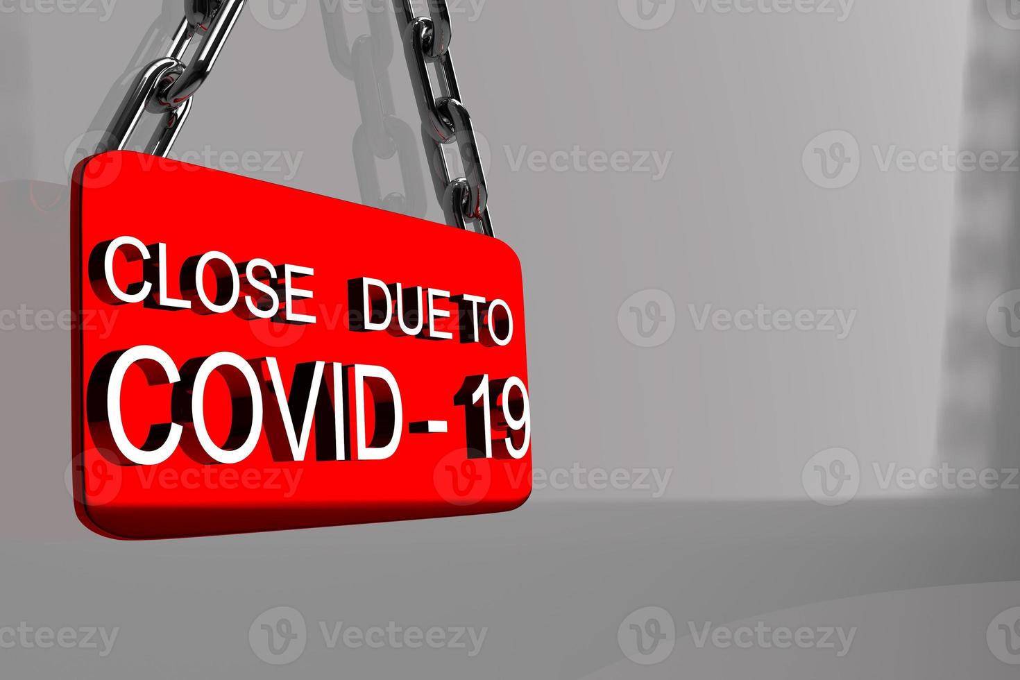Red sign information document message door window close due to covid-19 delta alpha africa corona virus disease cafe restaurant store shop retail business waring lockdown economic crisis.3D render photo