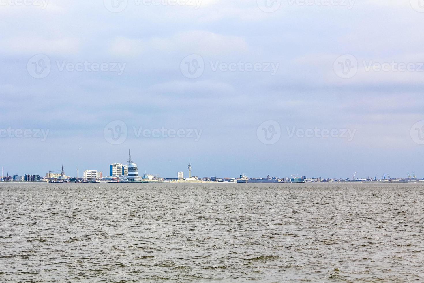 Cityscape coast and landscape dike panorama of Bremerhaven Germany. photo