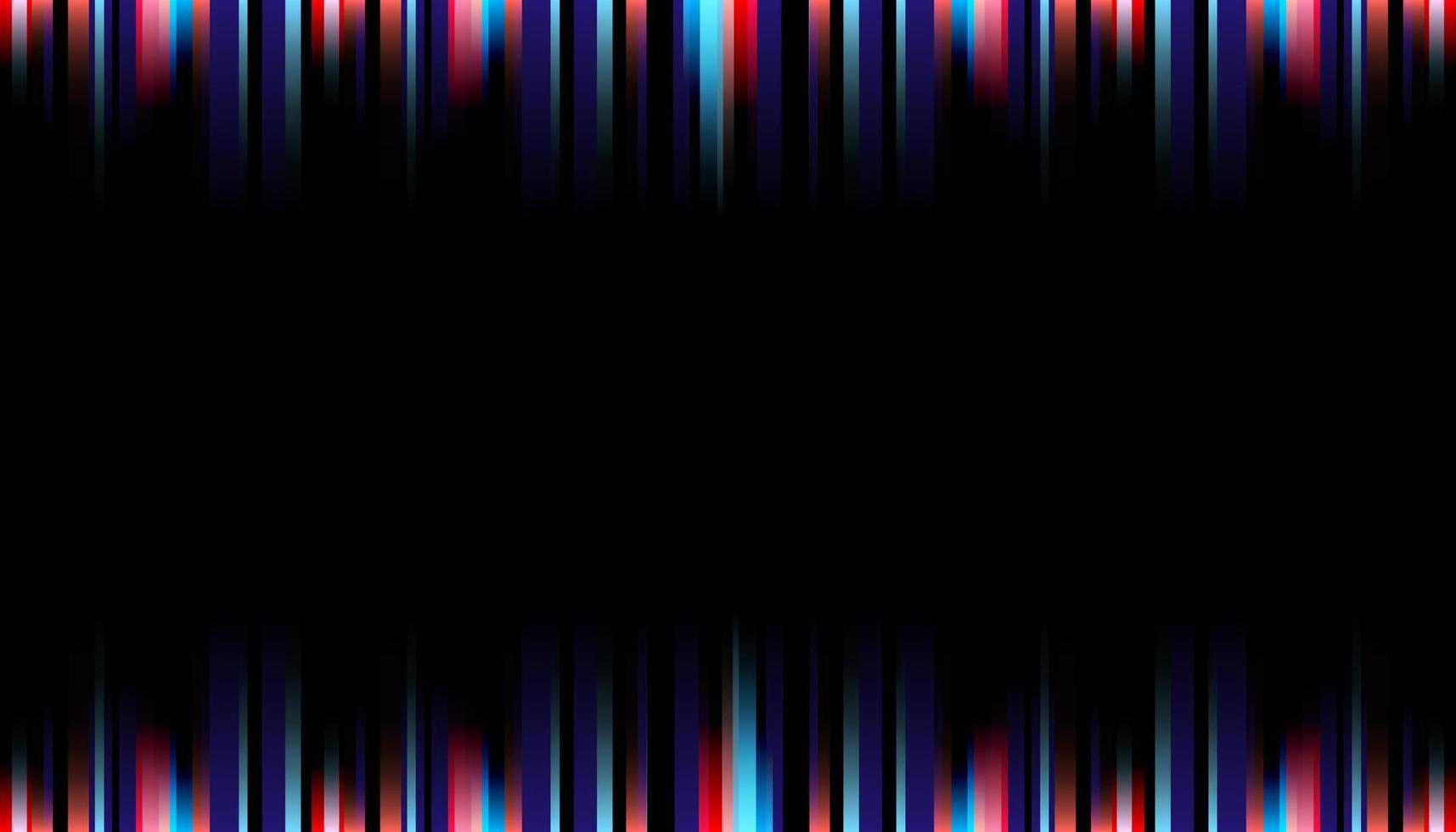 rayas vibrantes abstractas iluminando líneas verticales de color azul y rojo sobre fondo negro vector