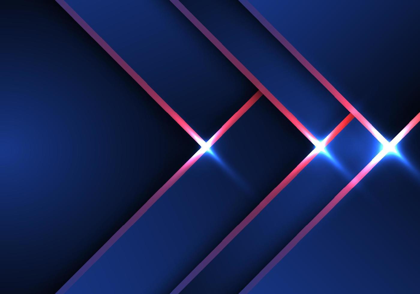 Abstract technology concept blue and red arrow stripes pattern background with lighting effect vector