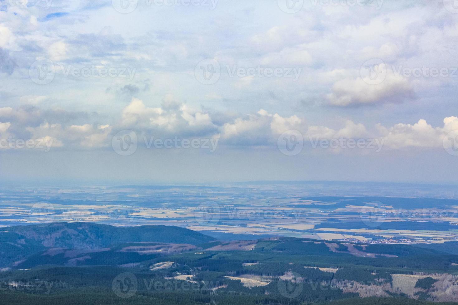 Landscape Panorama view from top of Brocken mountain Harz Germany photo