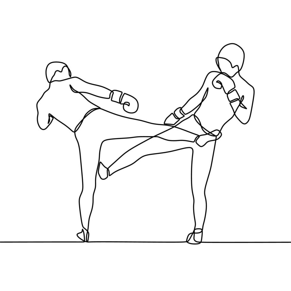 continuous line drawing on fight vector