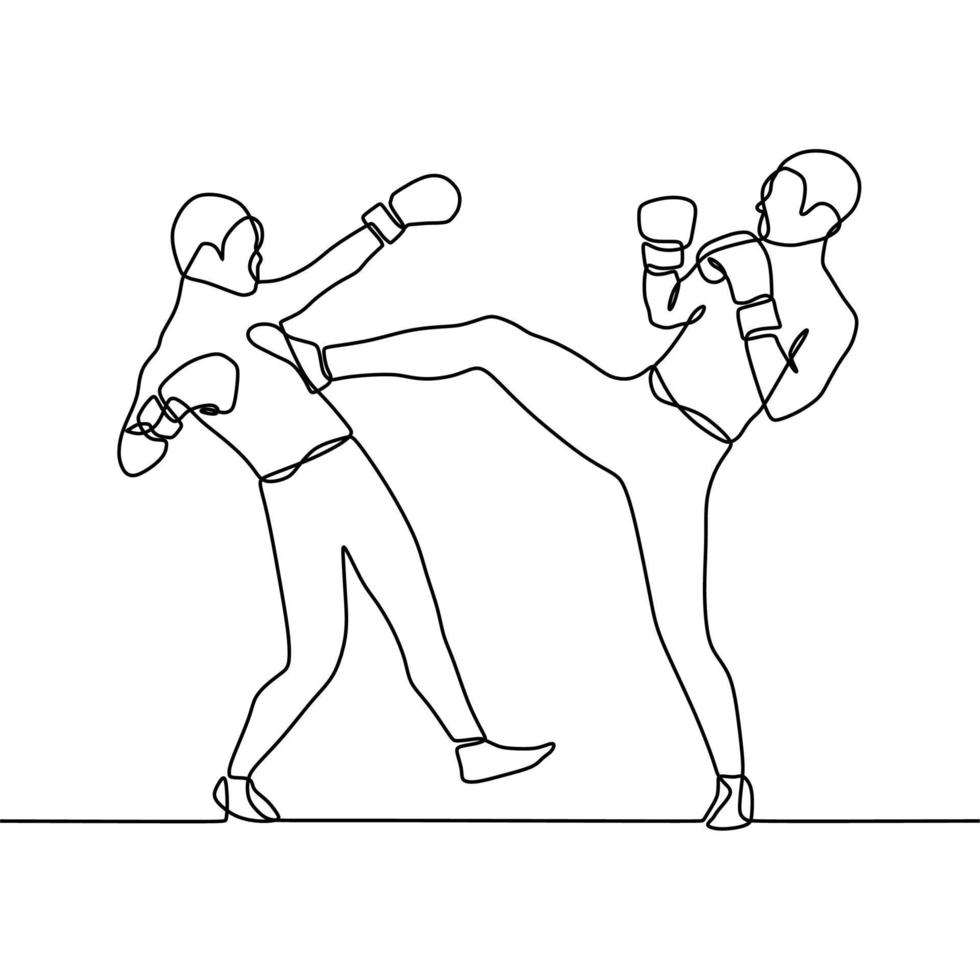 continuous line drawing on fight vector